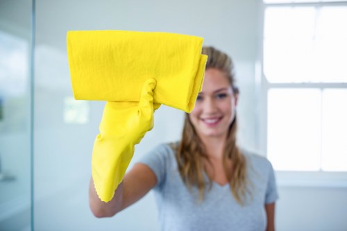 Technician assessing oven cleaning needs