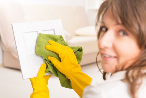 Professional cleaning a rug